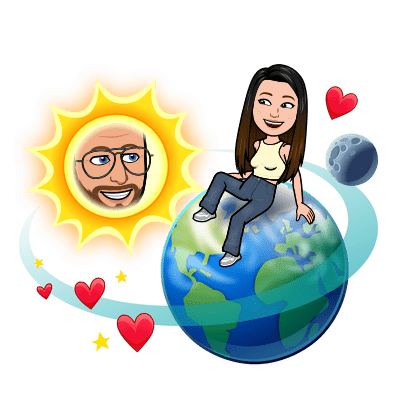Earth planet with moon, stars, and red hearts representing Snapchat's third best friend